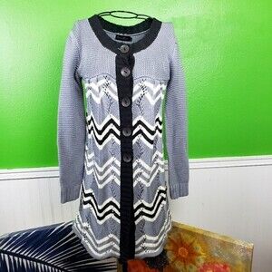 Treasure Rock Long Knitted Button Up Sweater Tunic Size S/M